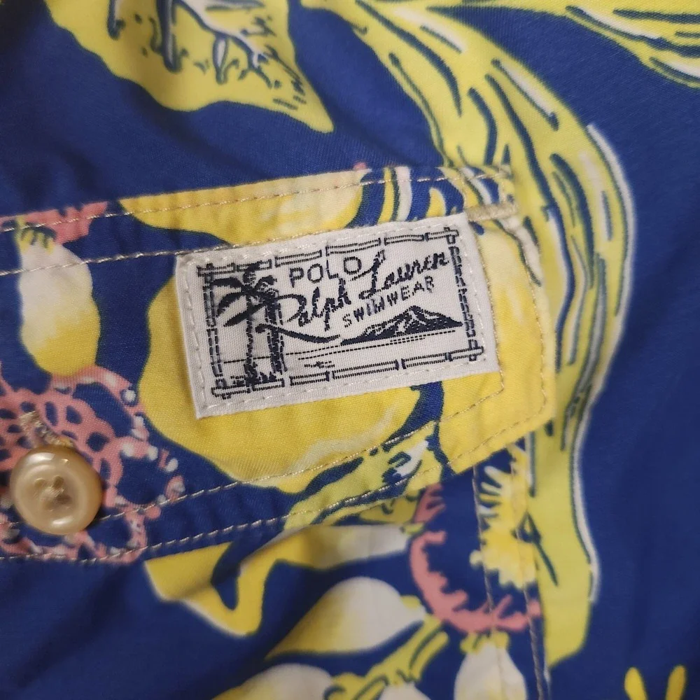 POLO Ralph Lauren Mens XXL/ 2XL‎ Yellow Hibiscus Flower Swim Trunks Bathing Suit